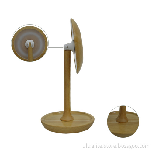 Mushroom shape adjustable wood led table lamp